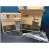 Image 1 : Lot of 2 Boxes of Glass Drinking Glasses w/ Bamboo Lids & Metal Straws - 4 per box/8 total!