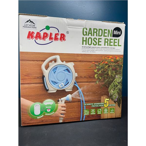 Lot of 1 Kapler 50FT Portable Retractable Water Hose Reel with 7 Sprayer Modes, Nozzle, & Mount