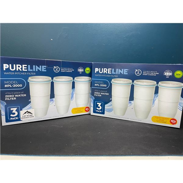 Lot of 2 Boxes of Pureline Water Pitcher Filters - 3 per pack
