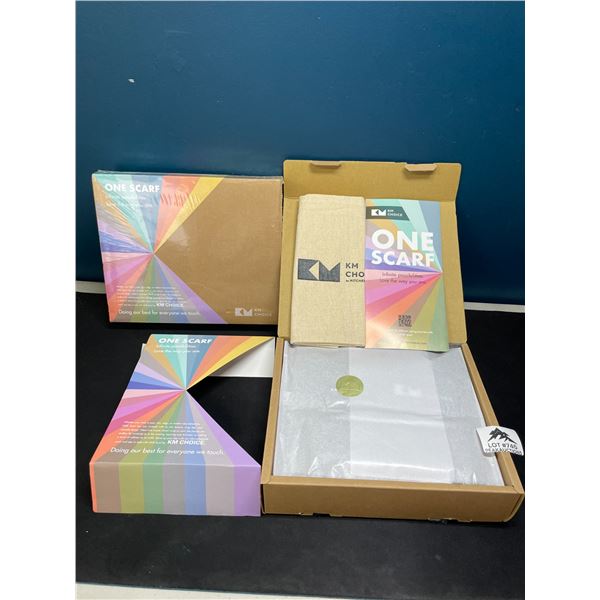 Lot of 2 KM Choice One Scarves - Fuzzy Grey