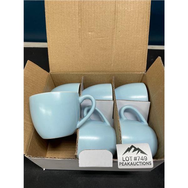 Lot of 1 Box of Porcelain Teacups - Blue - 6pcs