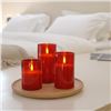 Image 1 : Lot of 1 Set of LED Flameless Candles - 3pcs - Wine Red