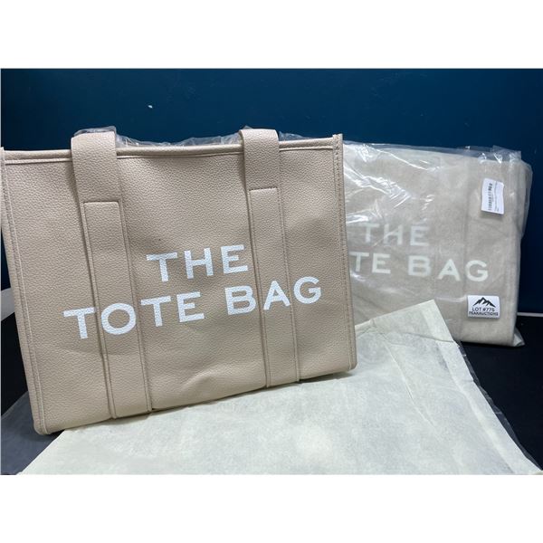 Lot of 2 "The Tote Bags" - Large PU Leather Tote Bas/Crossbody Bags for Women - Beige