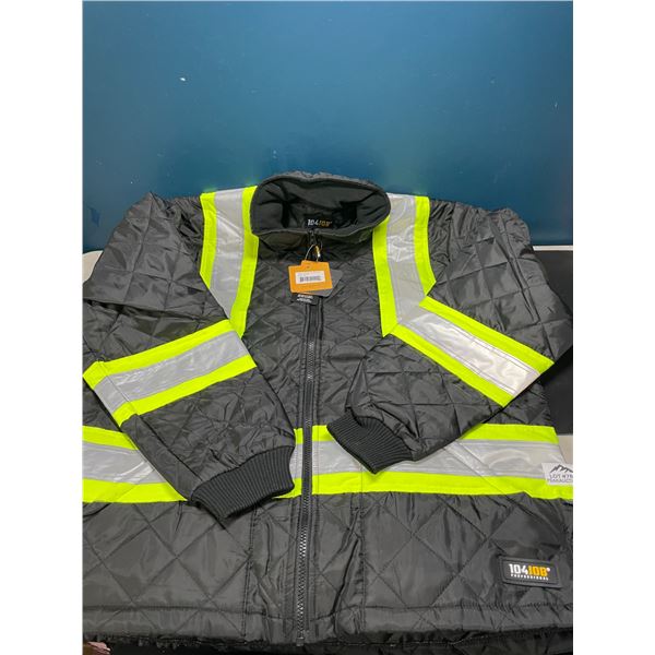 Lot of 1 High Visibility Quilted Work Jacket - Black - Size Large - Brand New with Tags!