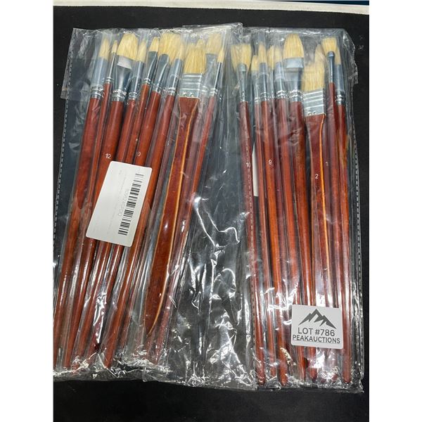 Lot of 2 Multi-Packs of Artist Paint Brushes - Assorted Sizes