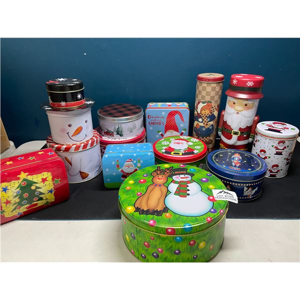 Lot of 12 Assorted Christmas Tins - Used - Great Shape!