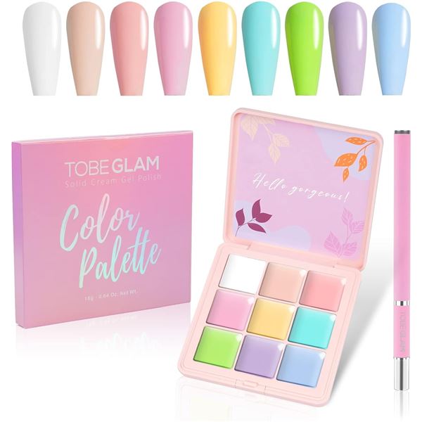 Lot of 3 Tobe Glam Solid Cream Gel Nail Polish Sets - 9 Macaron Pastel Colours Per Palette