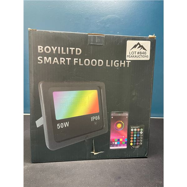 Lot of 1 BOYILITD 50W RGB LED Flood Light w/ Smart APP Control & Remote Control - Colour Changing