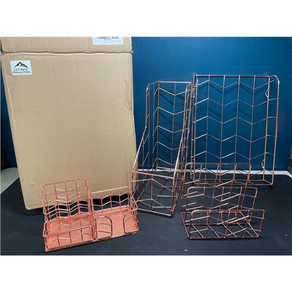 Lot of 1 Summer Stone Rose Gold 4-in-1 Office Organizer Set