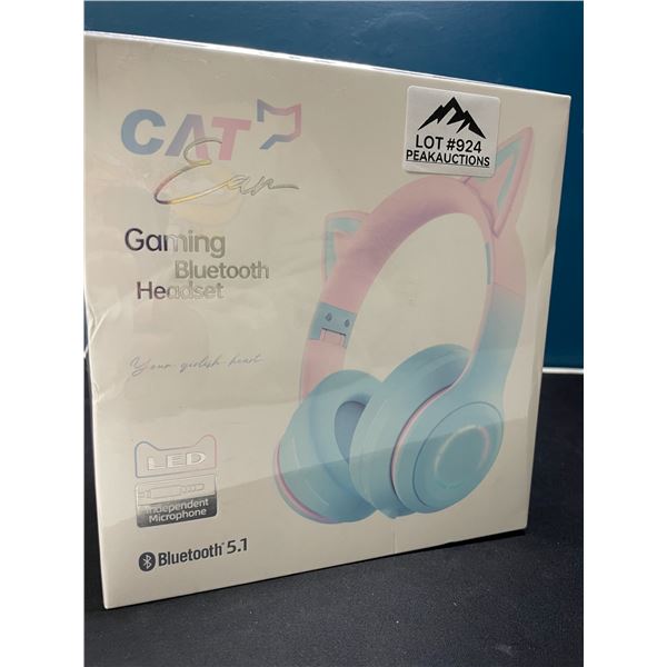 Lot of 1 Cat Ears Gaming Bluetooth Headset - Cotton Candy Pink/Blue