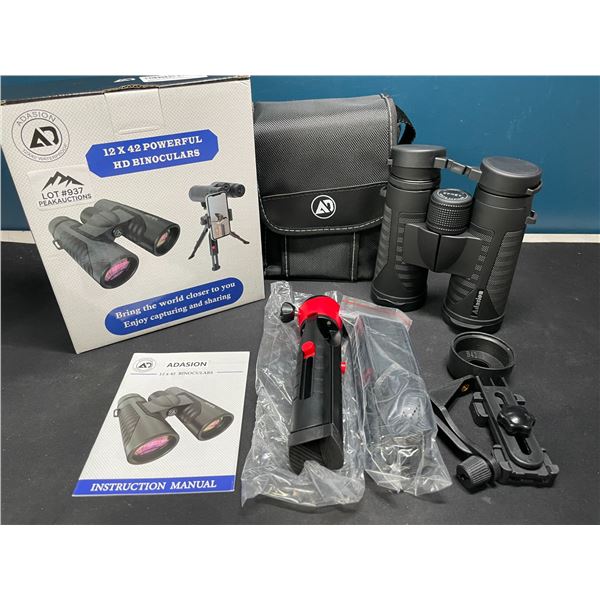 Lot of 1 Pair of 12x42 Powerful HD Binoculars w/ Tripod Stand & Case