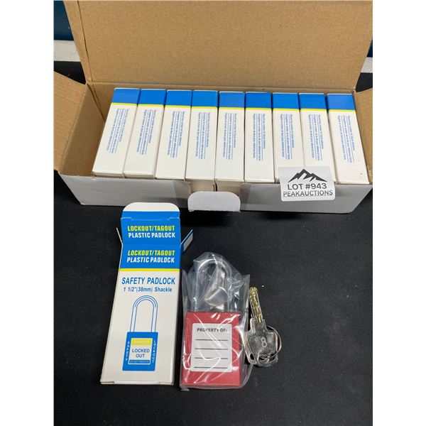 Lot of 1 Box of 1 1/2" Safety Padlocks - 10 Pack