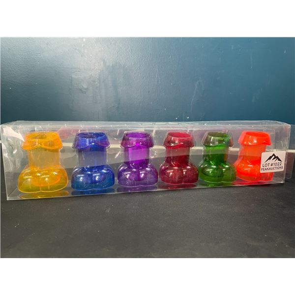 Lot of 1 Box of Penis Shaped Reuasable Shot Glasses - 6pcs/Colours