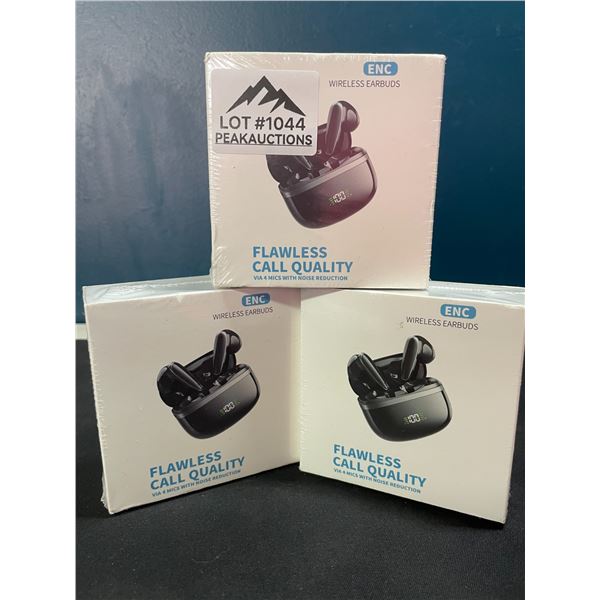 Lot of 3 Pairs of ENC Wireless Earbuds w/ Noise Reduction - Brand New Sealed!