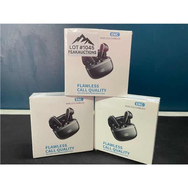 Lot of 3 Pairs of ENC Wireless Earbuds w/ Noise Reduction - Brand New Sealed!