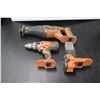 Image 1 : LOT: 3 OUTILS RIDGID SANS FIL: LUMIÈRE, PERCEUSE, SCIE ALTERNATIVE