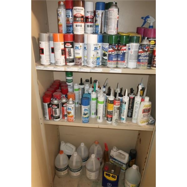 LOT: PEINTURES, SOLVANTS, ET COLLES ASST