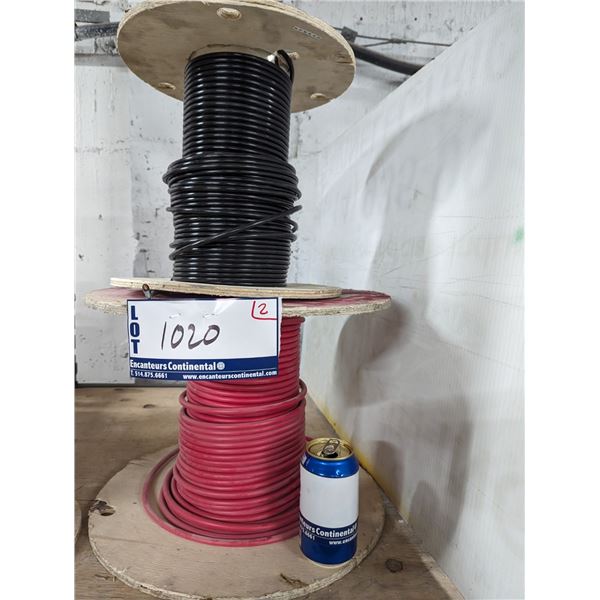 LOT:2 BOBINES DE FIL #8 AWG (ROUGE & NOIR)