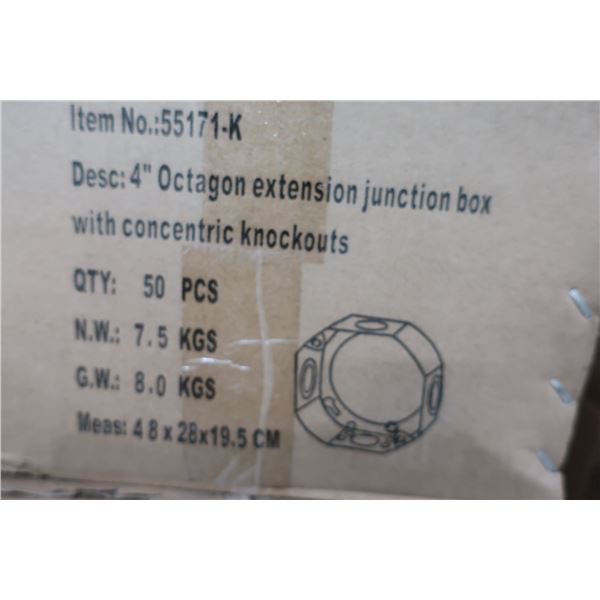 BTE DE 50pcs 4" OCTAGON EXTENTION JUNCTION BOX #55171-K