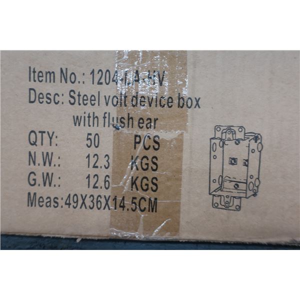 BTE DE 50pcs STEEL VOLT DEVICE BOX WITH FLUSH EARS #1204-LA-HV