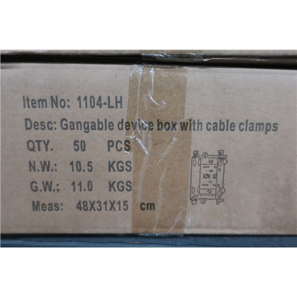 BTE DE 50pcs GANGABLE DEVICE BOX WITH CABLE CLAMPS #1104-LH