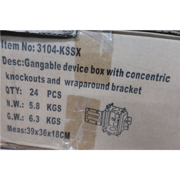 BTE DE 24pcs GANGABLE DEVICE BOX WITH CONCENTRIC KNOCKOUTS AND WRAPAROUND BRACKET #3104-KSSX