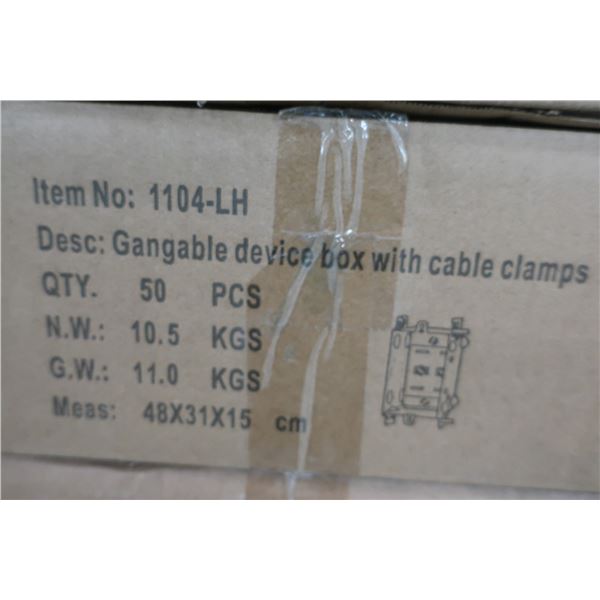 BTE DE 50pcs GANGABLE DEVICE BOX WITH CABLE CLAMPS #1104-LH