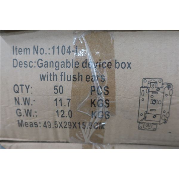 BTE DE 50pcs GANGABLE DEVICE BOX WITH FLUSH EARS  #1104-L