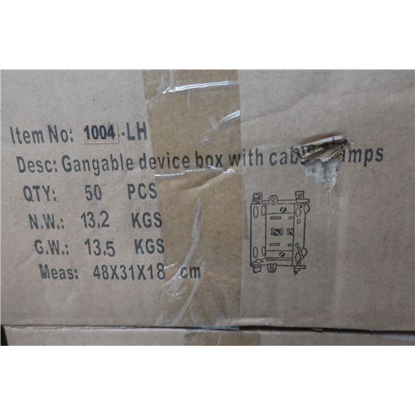 BTE DE 50pcs GANGABLE DEVICE BOX WITH CABLE CLAMPS #1104-LH