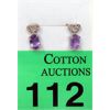 Image 1 : New Amethyst & Diamond Sterling Silver Earrings