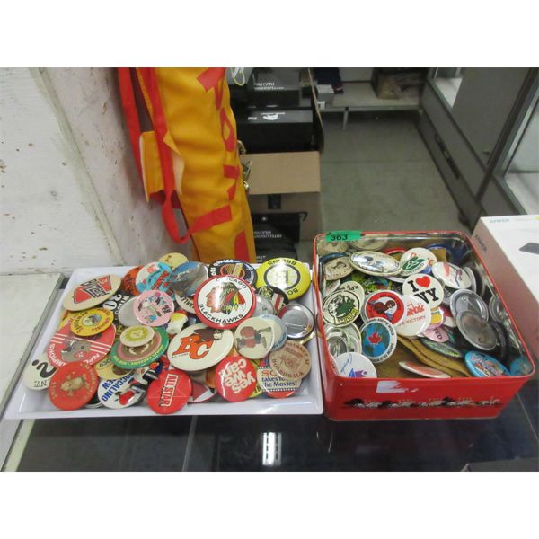 70+ Assorted Pin Back Buttons