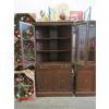 Image 2 : 2 Vintage Wood Glass Door Corner Cabinets