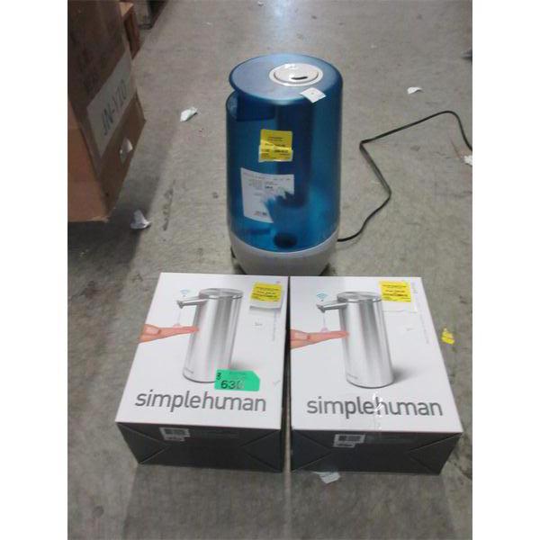Humidifier & 2 Automatic Soap Dispensers - Open box