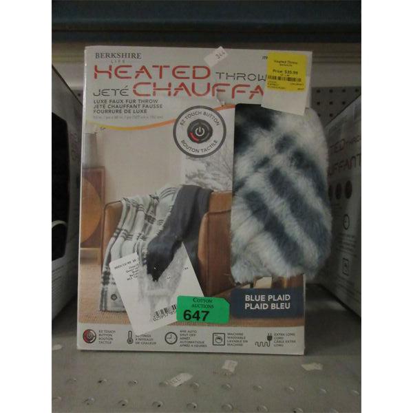 Berkshire Blue Plaid 50" x 60" Heated Throw - Open box 