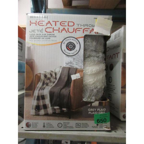 Berkshire Grey Plaid 50" x 60" Heated Throw - Open box 