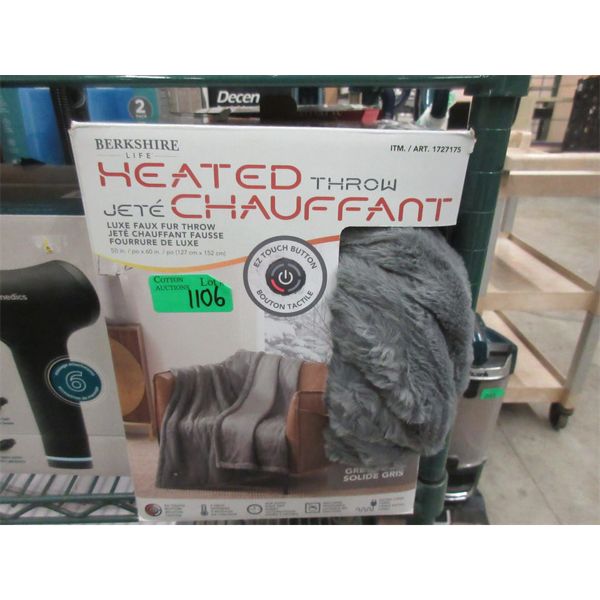 Grey Berkshire Faux Fur Heated Throw  - Open Box