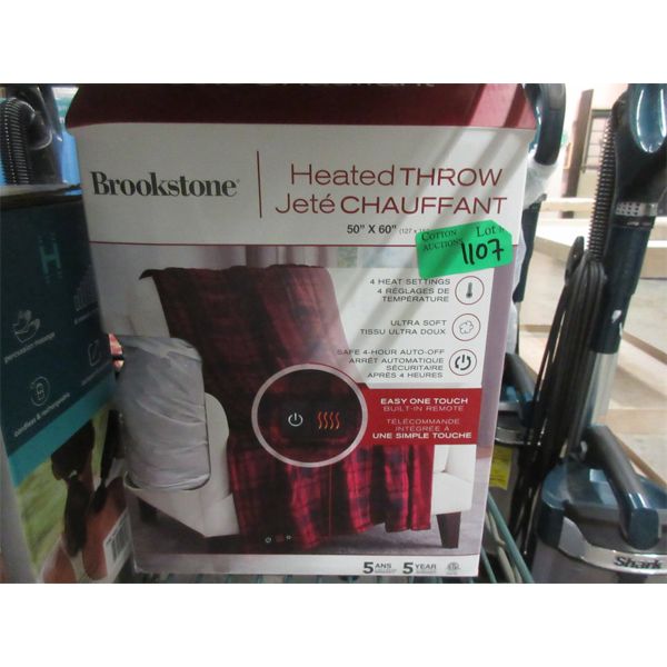 Red Plaid Brookstone Heated Throw  - Open Box