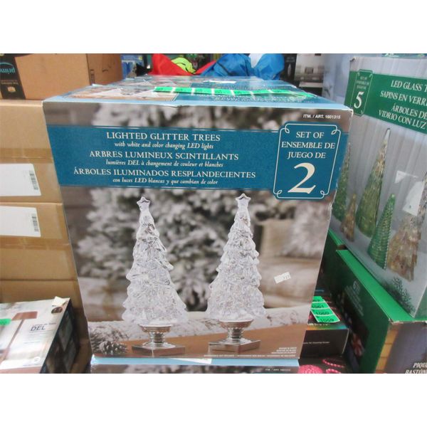 Pack of 2 Illuminated Glitter Trees -13" Tall
