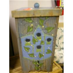 Painted wood bin