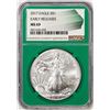 Image 1 : 2017 $1 American Silver Eagle Coin NGC MS69 Early Releases Green Core