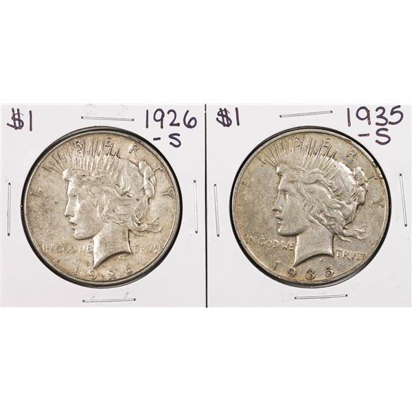 Lot of 1926-S & 1935-S $1 Peace Silver Dollar Coins