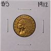 Image 1 : 1912 $5 Indian Head Half Eagle Gold Coin