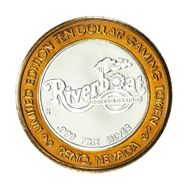.999 Silver Riverboat Reno, Nevada $10 Casino Limited Edition Gaming Token