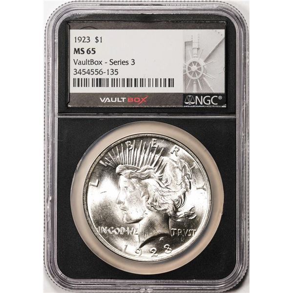 1923 $1 Peace Silver Dollar Coin NGC MS65 Vaultbox Series 3