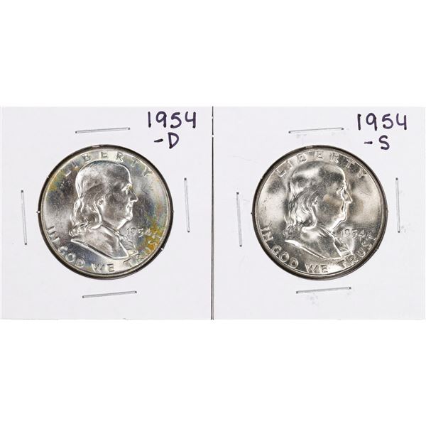 Lot of 1954-D & 1954-S Franklin Half Dollar Coins
