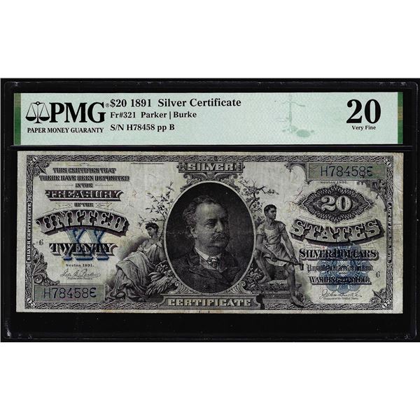 1891 $20 Silver Certificate Note Fr.321 PMG Very Fine 20