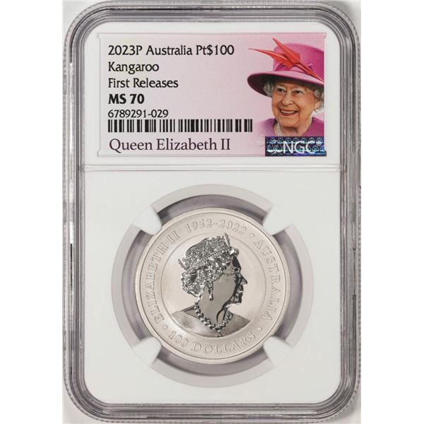 2023P Australia $100 Kangaroo 1oz Platinum Coin NGC MS70 First Releases