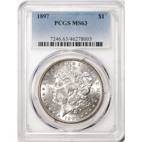 1897 $1 Morgan Silver Dollar Coin PCGS MS63