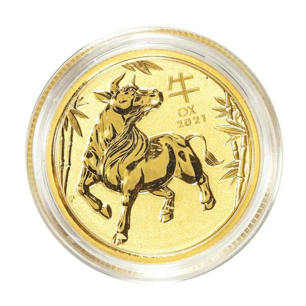 2021 $25 Australia Lunar Year of the Ox 1/4 oz. Gold Coin