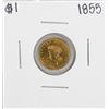 Image 1 : 1855 Type 2 $1 Indian Princess Head Gold Coin